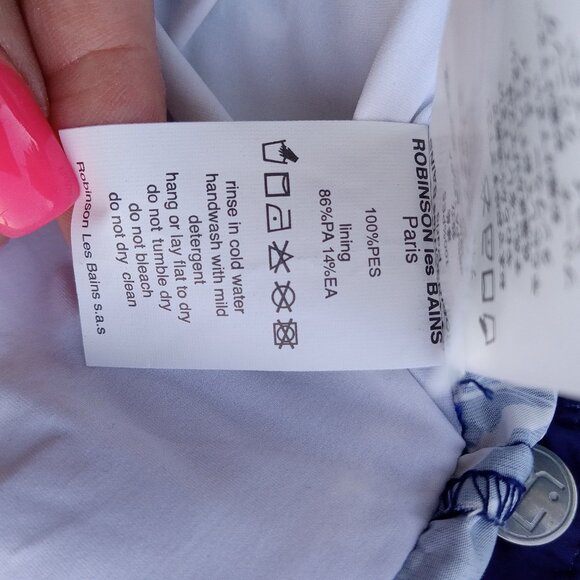 ROBINSON LES BAINS Paris French‎ lined beach resort preppy swim trunks Size M - Picture 6 of 7